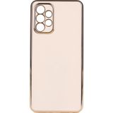 Kvy Samsung Galaxy A72 Parlak Kenarlı Bark Silikon Kılıf - Rose Gold