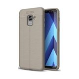 Kvy Samsung Galaxy A8 2018 Deri Görünümlü Lux Niss Silikon Kılıf - Gri