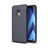 Kvy Samsung Galaxy A8 2018 Deri Görünümlü Lux Niss Silikon Kılıf - Lacivert