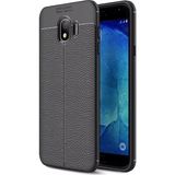 Kvy Samsung Galaxy J2 Pro ( J250F) Deri Görünümlü Lux Niss Silikon Kılıf - Siyah
