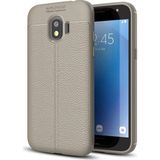 Kvy Samsung Galaxy J4 Deri Görünümlü Lux Niss Silikon Kılıf - Gri