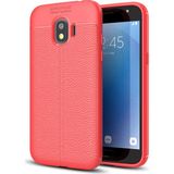 Kvy Samsung Galaxy J4 Deri Görünümlü Lux Niss Silikon Kılıf - Kırmızı
