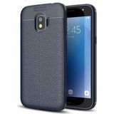 Kvy Samsung Galaxy J4 Deri Görünümlü Lux Niss Silikon Kılıf - Lacivert