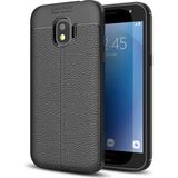 Kvy Samsung Galaxy J4 Deri Görünümlü Lux Niss Silikon Kılıf - Siyah