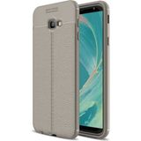 Kvy Samsung Galaxy J4+ Plus Deri Görünümlü Lux Niss Silikon Kılıf - Gri