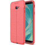 Kvy Samsung Galaxy J4+ Plus Deri Görünümlü Lux Niss Silikon Kılıf - Kırmızı