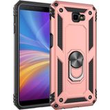 Kvy Samsung Galaxy J4 Plus Yüzüklü Standlı Vega Kılıf + Nano Ekran Koruyucu - Bronz