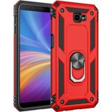 Kvy Samsung Galaxy J4 Plus Yüzüklü Standlı Vega Kılıf + Nano Ekran Koruyucu - Kırmızı