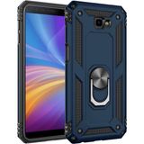 Kvy Samsung Galaxy J4 Plus Yüzüklü Standlı Vega Kılıf + Nano Ekran Koruyucu - Lacivert