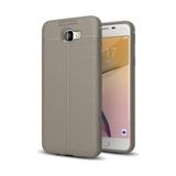 Kvy Samsung Galaxy J5 Prime Deri Görünümlü Lux Niss Silikon Kılıf - Gri