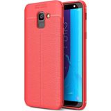 Kvy Samsung Galaxy J6 Deri Görünümlü Lux Niss Silikon Kılıf - Kırmızı