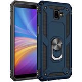 Kvy Samsung Galaxy J6 Plus Yüzüklü Standlı Vega Kılıf + Nano Ekran Koruyucu - Lacivert