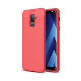 Kvy Samsung Galaxy J8 Deri Görünümlü Lux Niss Silikon Kılıf - Kırmızı