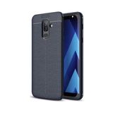 Kvy Samsung Galaxy J8 Deri Görünümlü Lux Niss Silikon Kılıf - Lacivert