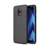 Kvy Samsung Galaxy J8 Deri Görünümlü Lux Niss Silikon Kılıf - Siyah