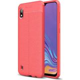 Kvy Samsung Galaxy M10 Deri Görünümlü Lux Niss Silikon Kılıf - Kırmızı