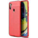 Kvy Samsung Galaxy M11 Deri Görünümlü Lux Niss Silikon Kılıf - Kırmızı