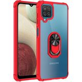 Kvy Samsung Galaxy M12 Tam Korumalı Yüzüklü Renkli Kenarlı Manyetik Mola Kılıf - Kırmızı