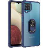 Kvy Samsung Galaxy M12 Tam Korumalı Yüzüklü Renkli Kenarlı Manyetik Mola Kılıf - Lacivert