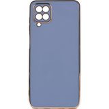 Kvy Samsung Galaxy M22 Parlak Kenarlı Bark Silikon Kılıf - Açık Mavi
