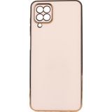 Kvy Samsung Galaxy M32 Parlak Kenarlı Bark Silikon Kılıf - Rose Gold