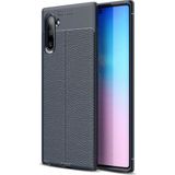 Kvy Samsung Galaxy Note 10 Deri Görünümlü Lux Niss Silikon Kılıf - Lacivert