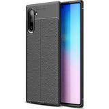 Kvy Samsung Galaxy Note 10 Deri Görünümlü Lux Niss Silikon Kılıf - Siyah