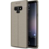 Kvy Samsung Galaxy Note 9 Deri Görünümlü Lux Niss Silikon Kılıf - Gri