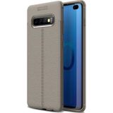 Kvy Samsung Galaxy S10 Deri Görünümlü Lux Niss Silikon Kılıf - Gri