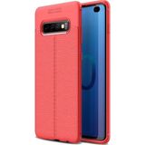 Kvy Samsung Galaxy S10 Deri Görünümlü Lux Niss Silikon Kılıf - Kırmızı