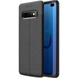 Kvy Samsung Galaxy S10 Deri Görünümlü Lux Niss Silikon Kılıf - Siyah