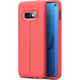 Kvy Samsung Galaxy S10E Deri Görünümlü Lux Niss Silikon Kılıf - Kırmızı
