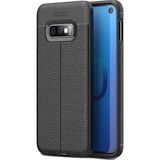 Kvy Samsung Galaxy S10E Deri Görünümlü Lux Niss Silikon Kılıf - Siyah