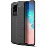 Kvy Samsung Galaxy S20 Ultra Deri Görünümlü Lux Niss Silikon Kılıf - Siyah