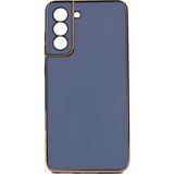 Kvy Samsung Galaxy S21 Fe Parlak Kenarlı Bark Silikon Kılıf - Açık Mavi
