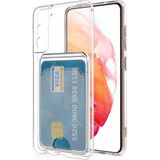 Kvy Samsung Galaxy S21 Kamera Korumalı Kartlıklı Setra Şeffaf Silikon Kılıf