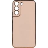 Kvy Samsung Galaxy S22 Parlak Kenarlı Bark Silikon Kılıf - Rose Gold