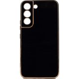 Kvy Samsung Galaxy S22 Plus Parlak Kenarlı Bark Silikon Kılıf - Siyah
