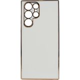 Kvy Samsung Galaxy S22 Ultra Parlak Kenarlı Bark Silikon Kılıf - Beyaz