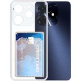 Kvy Tecno Spark 10 Pro Kamera Korumalı Kartlıklı Setra Şeffaf Silikon Kılıf Ekran Koruyucu
