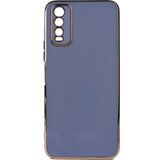 Kvy Vivo Y20 Parlak Kenarlı Bark Silikon Kılıf - Açık Mavi