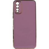 Kvy Vivo Y20 Parlak Kenarlı Bark Silikon Kılıf - Mor