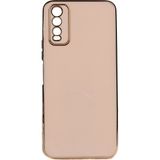 Kvy Vivo Y20 Parlak Kenarlı Bark Silikon Kılıf - Rose Gold