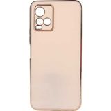 Kvy Vivo Y21S Parlak Kenarlı Bark Silikon Kılıf - Rose Gold