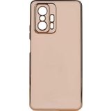 Kvy Xiaomi Mi 11T Pro 5g Parlak Kenarlı Bark Silikon Kılıf - Rose Gold