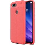 Kvy Xiaomi Mi 8 Lite Deri Görünümlü Lux Niss Silikon Kılıf - Kırmızı