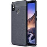 Kvy Xiaomi Mi Max 3 Deri Görünümlü Lux Niss Silikon Kılıf - Lacivert