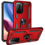 Kvy Xiaomi Poco F3 Yüzüklü Standlı Vega Kılıf - Kırmızı