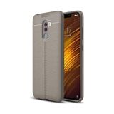 Kvy Xiaomi Pocophone F1 Deri Görünümlü Lux Niss Silikon Kılıf - Gri