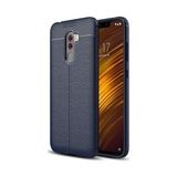 Kvy Xiaomi Pocophone F1 Deri Görünümlü Lux Niss Silikon Kılıf - Lacivert